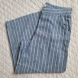 Max Studio Blue and White Striped Elastic Waist Pants